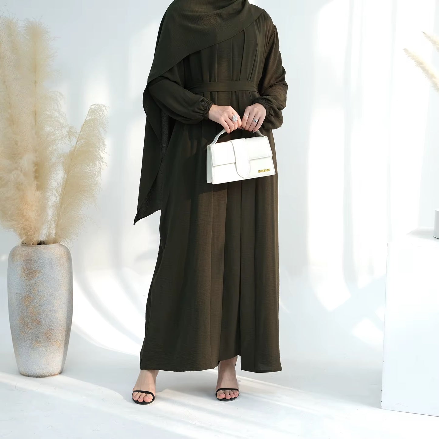 Yasmin Abaya 3 Piece Set in Olive Green