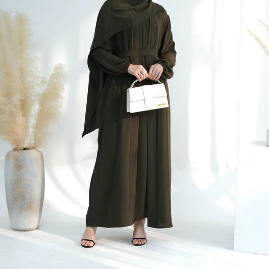 Yasmin Abaya 3 Piece Set in Olive Green