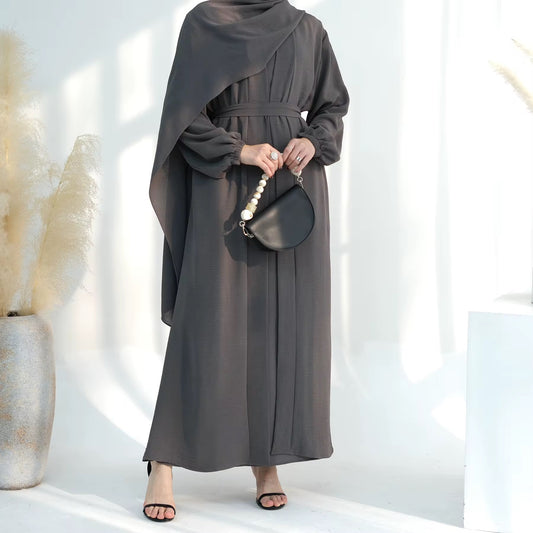 Yasmin 3 Piece Abaya Set in Grey
